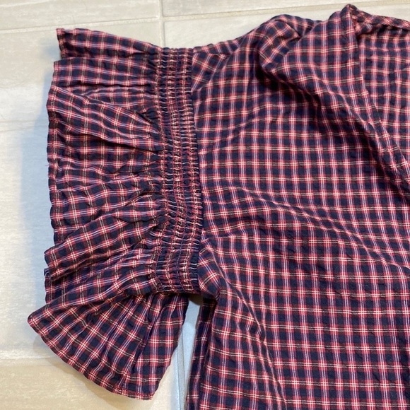 Madewell | NWT Plaid Flutter Sleeve Blouse - Picture 6 of 7